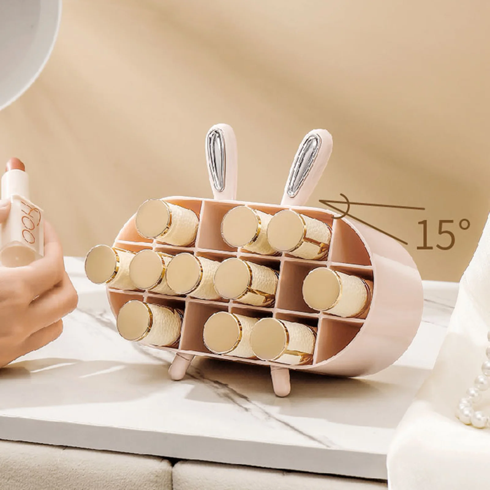 Desktop Cosmetic Storage Rack Slant Insertion Lipstick Makeup Brush Organizer Cartoon Bunny Shaped Storage Rack Home Supplies
Desktop Cosmetic Storage Rack Slant Insertion Lipstick Makeup Brush Organizer Cartoon Bunny Shaped Storage Rack Home Supplies