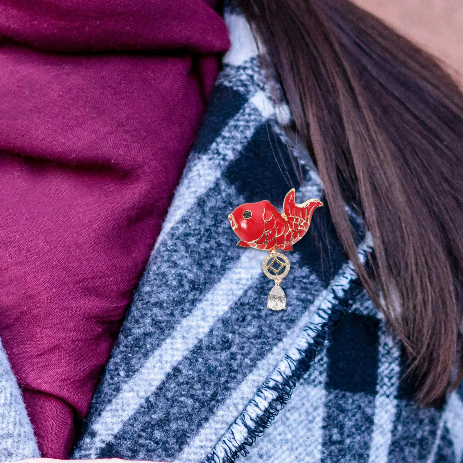Chinese New Year Fish Brooch Pin Women Red Rhinestone Animal Lapel Pin Suit Hat Shawl Decorative Clothing Brooch
Chinese New Year Fish Brooch Pin Women Red Rhinestone Animal Lapel Pin Suit Hat Shawl Decorative Clothing Brooch