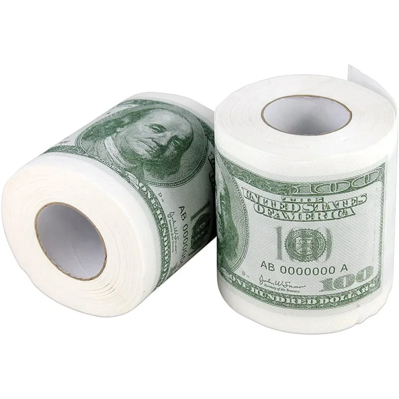 AA81-Money Toilet Paper Rolls Bathroom Tissue Novelty 100 Dollar Bills Currency Toilet Tissue Paper - Pack Of 4
AA81-Money Toilet Paper Rolls Bathroom Tissue Novelty 100 Dollar Bills Currency Toilet Tissue Paper - Pack Of 4