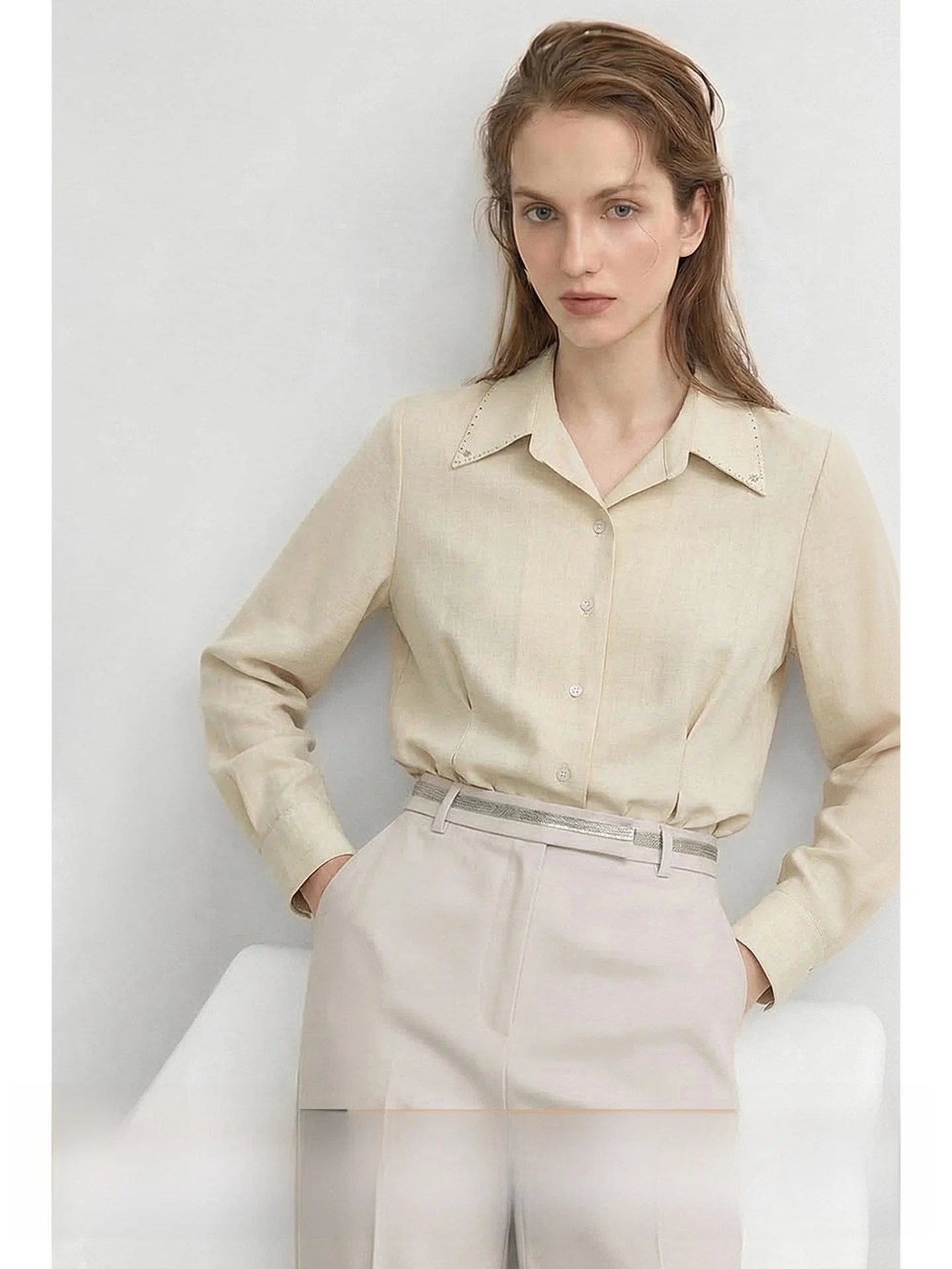 CVANEA Amber Spring 2026 Women's Casual Wool Blend irt Embellied Slimming Straight Cut Long Sve Faion Ele
CVANEA Amber Spring 2026 Women's Casual Wool Blend irt Embellied Slimming Straight Cut Long Sve Faion Ele