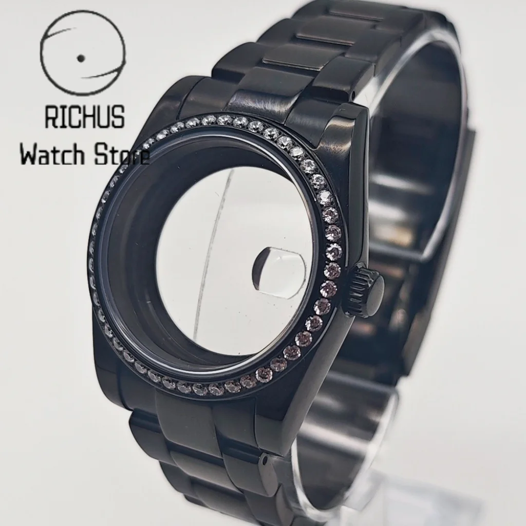 Черный корпус RICHUS 36 мм/39 мм, бриллиантовый ободок, сапфировое стекло, подходит для механизмов NH35 NH36 ETA2824 2836 Miyota8215 PT5000
Черный корпус RICHUS 36 мм/39 мм, бриллиантовый ободок, сапфировое стекло, подходит для механизмов NH35 NH36 ETA2824 2836 Miyota8215 PT5000