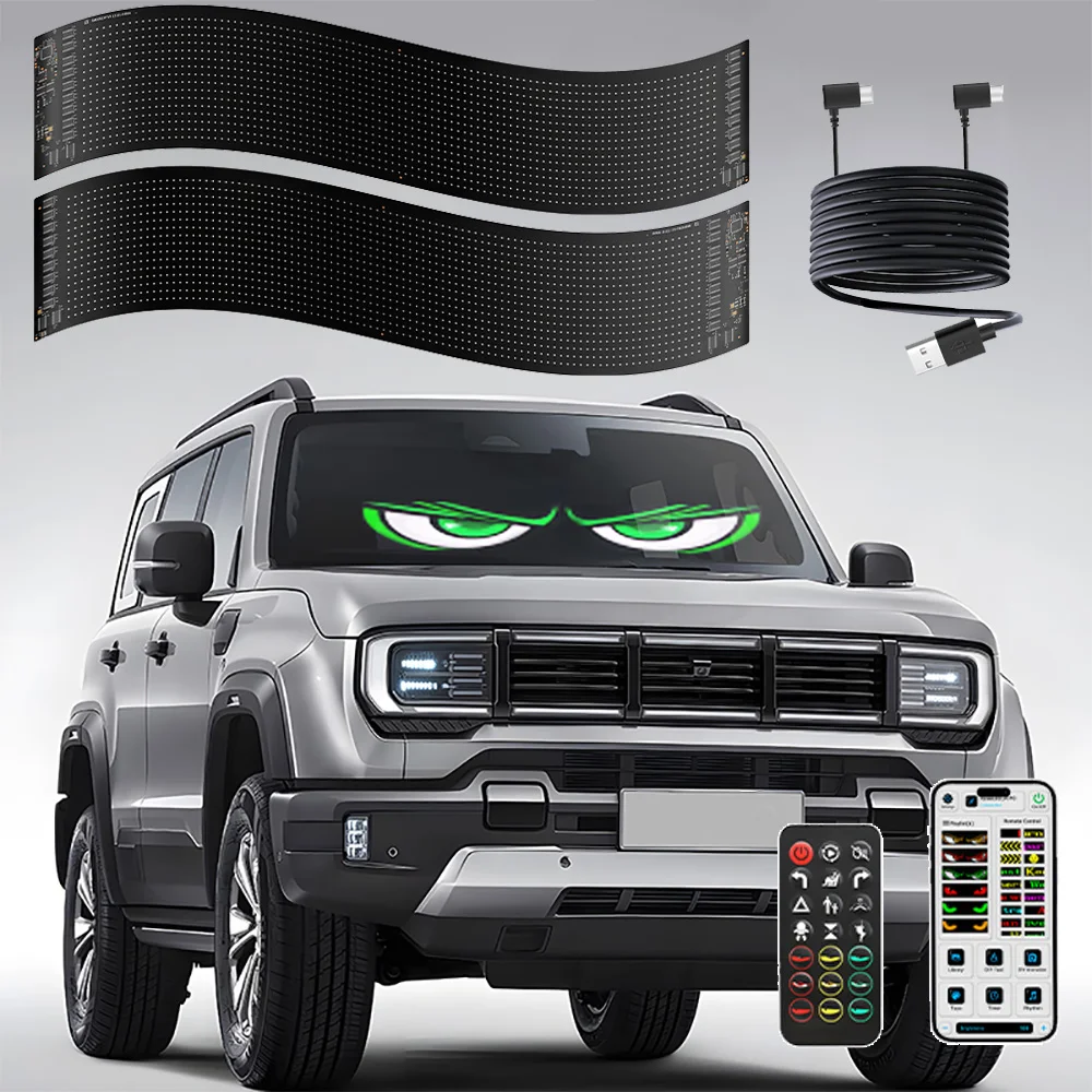 Multi-Panel Sync led Eyes Display 96x16 LED Sign (23.4"x4.73") | USB 5V Programmable Scrolling Text/Animation | APP + Remote 
Multi-Panel Sync led Eyes Display 96x16 LED Sign (23.4"x4.73") | USB 5V Programmable Scrolling Text/Animation | APP + Remote