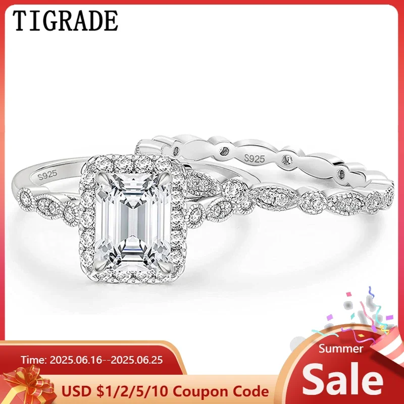 2CT 925 Sterling Silver Bridal Ring Sets Emerald Cut CZ Engagement Rings Vintage Promise Rings Marquise Wedding Bands for Women
2CT 925 Sterling Silver Bridal Ring Sets Emerald Cut CZ Engagement Rings Vintage Promise Rings Marquise Wedding Bands for Women
