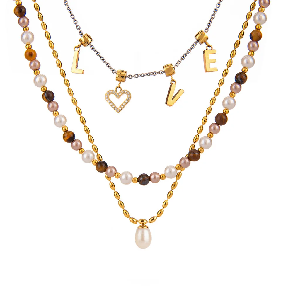 women color-preserving stainless steel clavicle chain freshwater pearl & love letter pendant stackable party eye-catching acce
women color-preserving stainless steel clavicle chain freshwater pearl & love letter pendant stackable party eye-catching acce
