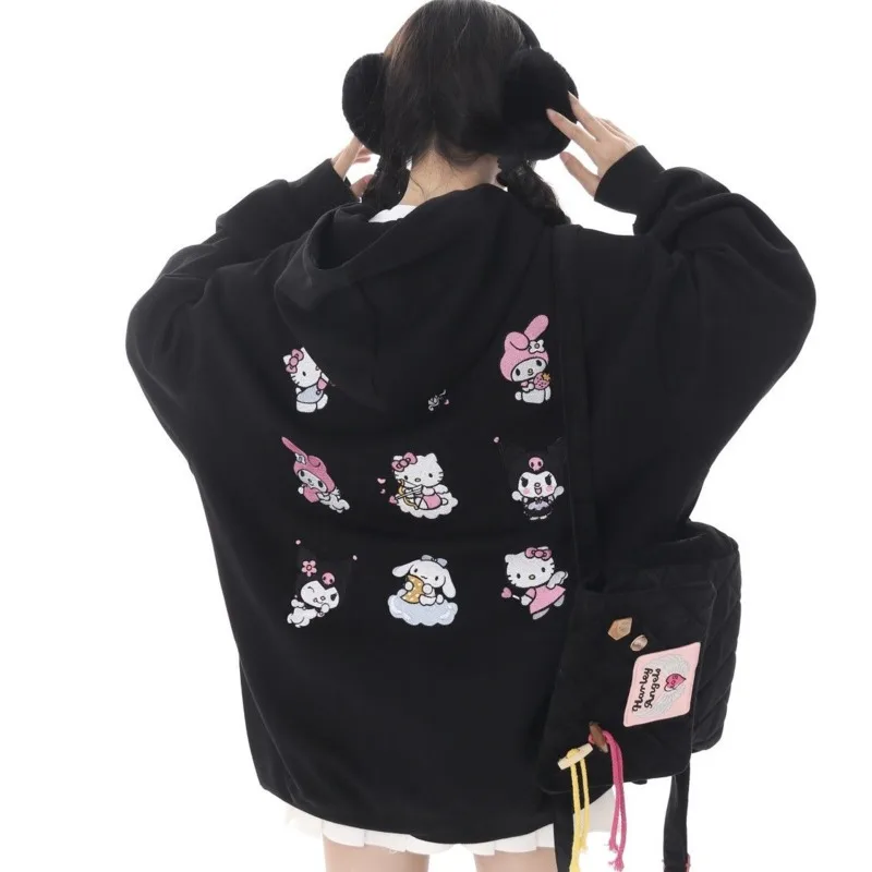 Sanrio, Hello Kitty толстовка с вышивкой из чистого хлопка, женский свободный Модный милый кардиган оверсайз, повседневное универсальное пальто в Корейском стиле
Sanrio, Hello Kitty толстовка с вышивкой из чистого хлопка, женский свободный Модный милый кардиган оверсайз, повседневное универсальное пальто в Корейском стиле