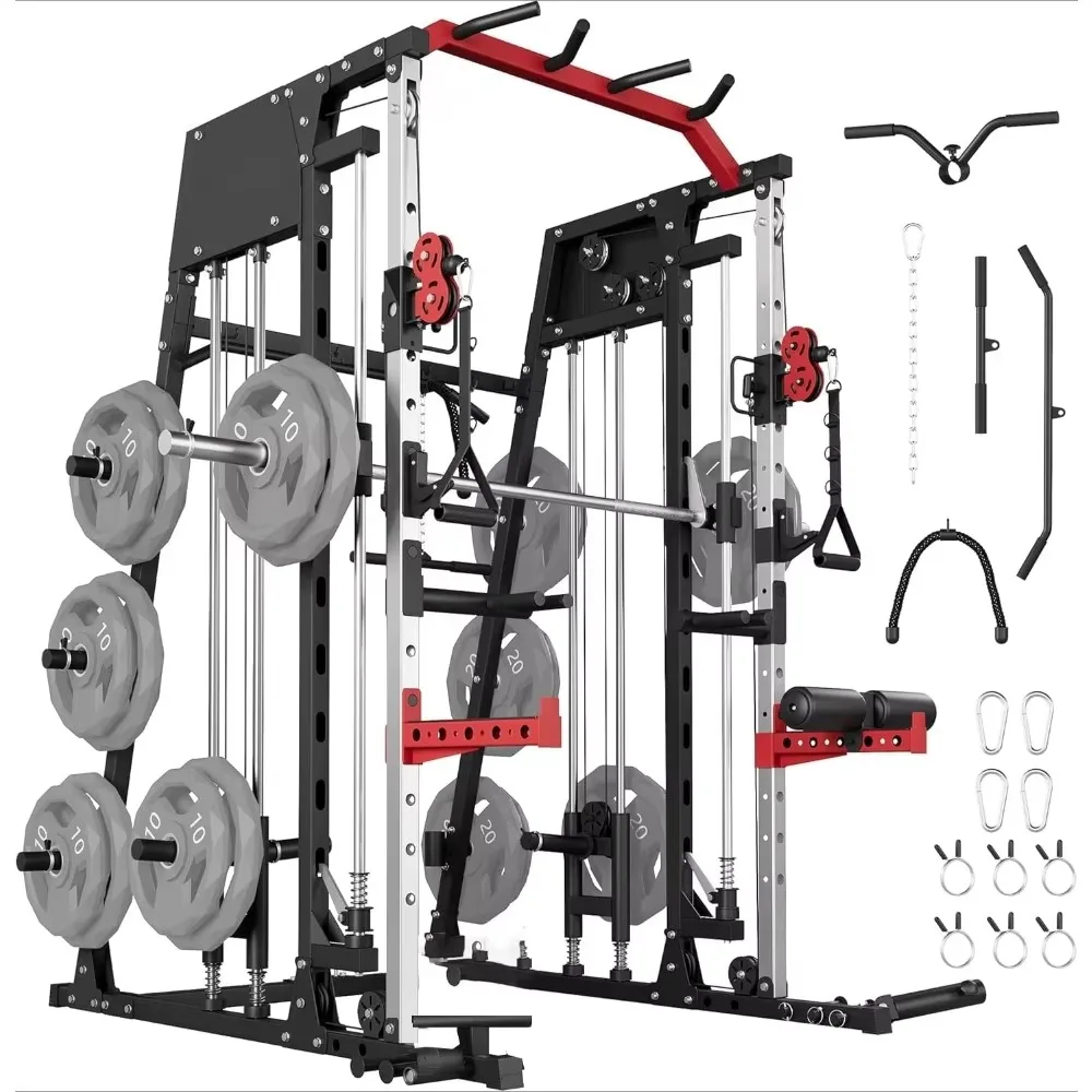 Smith Machine Home Gym 2200LB Power Cage Smith Bar LAT Pulldown Cable System Attachments Strength Training Heavy Duty Equipment
Smith Machine Home Gym 2200LB Power Cage Smith Bar LAT Pulldown Cable System Attachments Strength Training Heavy Duty Equipment