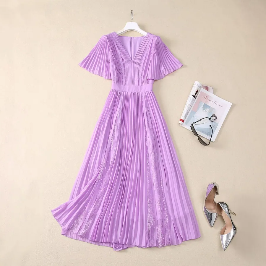 European and American women's clothing 2025 spring new Short sleeve V-neck lace sequins Fashion pleated dress XXL
European and American women's clothing 2025 spring new Short sleeve V-neck lace sequins Fashion pleated dress XXL