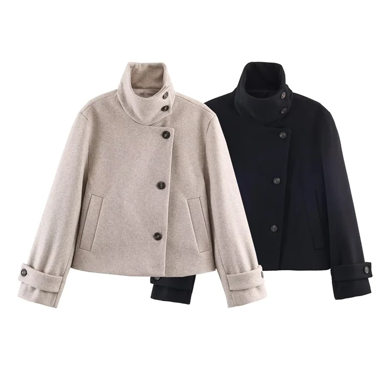 Women's Jacket 2025 Winter New Arrival Solid Color Long Sleeve Single-Breasted Stand Collar Simple Short Coat Fashionable
Women's Jacket 2025 Winter New Arrival Solid Color Long Sleeve Single-Breasted Stand Collar Simple Short Coat Fashionable