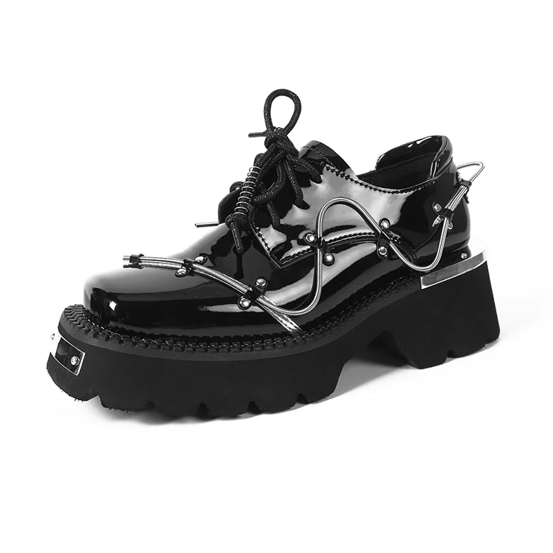Size 35-45 New metal head decorate Leather Loafers Women Retro Bite Thick-soled Non-slip square head wedge men Shoes 44
Size 35-45 New metal head decorate Leather Loafers Women Retro Bite Thick-soled Non-slip square head wedge men Shoes 44