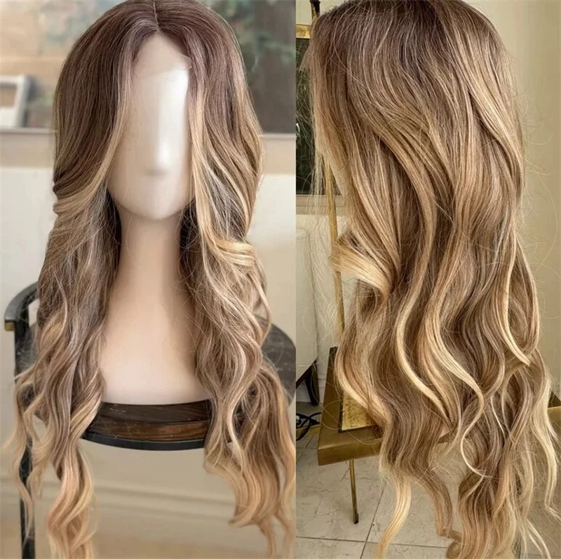 Premium Quality Ombre Honey Blonde Brunette Synthetic Lace Front Wig with Dark Roots 13x4 Free Part HD Invisible Lace Front Wigs
Premium Quality Ombre Honey Blonde Brunette Synthetic Lace Front Wig with Dark Roots 13x4 Free Part HD Invisible Lace Front Wigs
