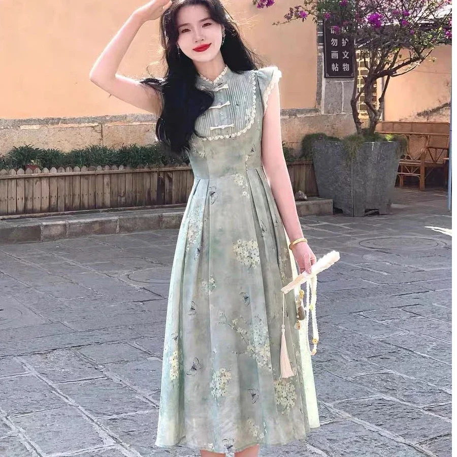 Новое платье в китайском стиле, женское летнее платье с пряжкой, Cheongsam, маленькая длинная юбка с рукавами-крылышками, элегантная женская одежда, платья dedede
Новое платье в китайском стиле, женское летнее платье с пряжкой, Cheongsam, маленькая длинная юбка с рукавами-крылышками, элегантная женская одежда, платья dedede