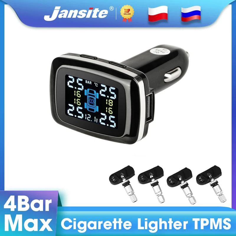 Jansite USB Car TPMS Tire Pressure Monitoring System with USB Port And Cigarette Lighter Auto Security Alarm TPMS Control System
Jansite USB Car TPMS Tire Pressure Monitoring System with USB Port And Cigarette Lighter Auto Security Alarm TPMS Control System