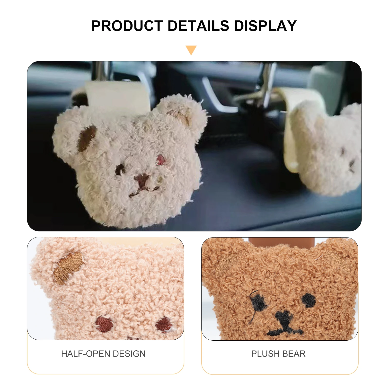 2pcs Back Bear Design Headrest Hanger Multi-functional Car Accessories Storage-hooks for Keys Umbrella PP Material Durable
2pcs Back Bear Design Headrest Hanger Multi-functional Car Accessories Storage-hooks for Keys Umbrella PP Material Durable