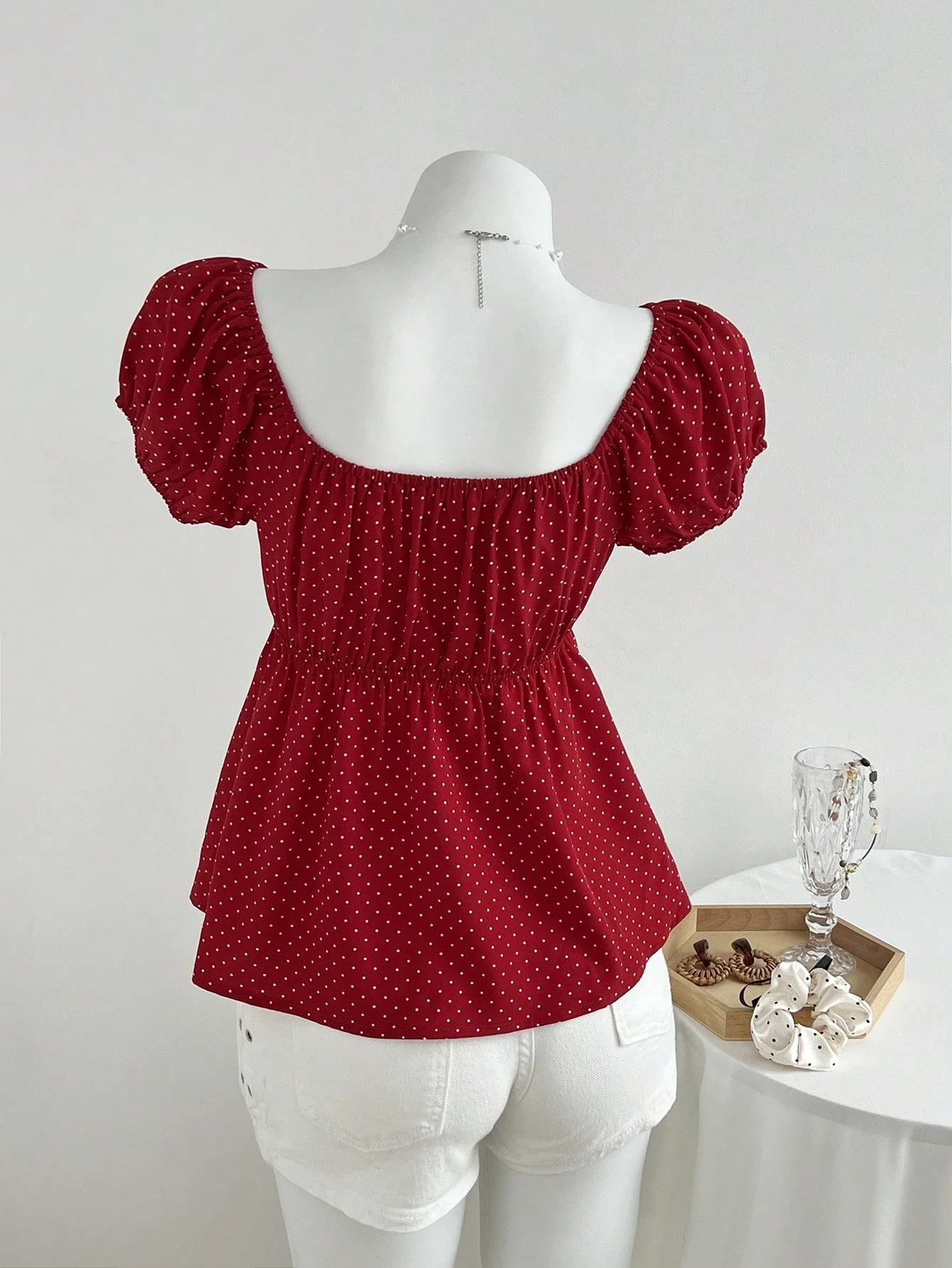 Elamini Women's Comfortable Square Neck Polka Dot Print Short Sleeve Blouse
Elamini Women's Comfortable Square Neck Polka Dot Print Short Sleeve Blouse