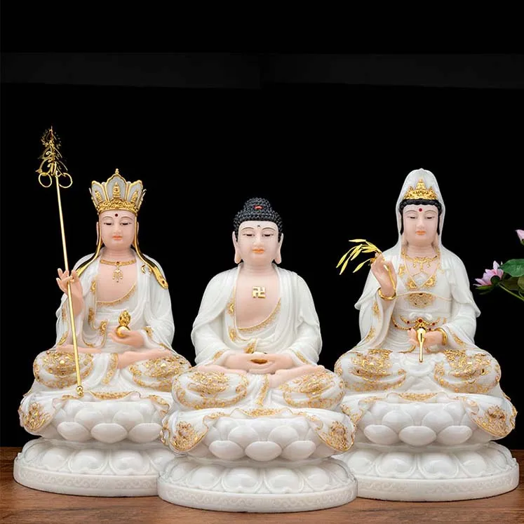3PCS High grade jade gilding Buddha Buddhism SUO PO SANSHENG Guan yin Sakyamuni Dizang pusa Buddha statue HOME family protection
3PCS High grade jade gilding Buddha Buddhism SUO PO SANSHENG Guan yin Sakyamuni Dizang pusa Buddha statue HOME family protection