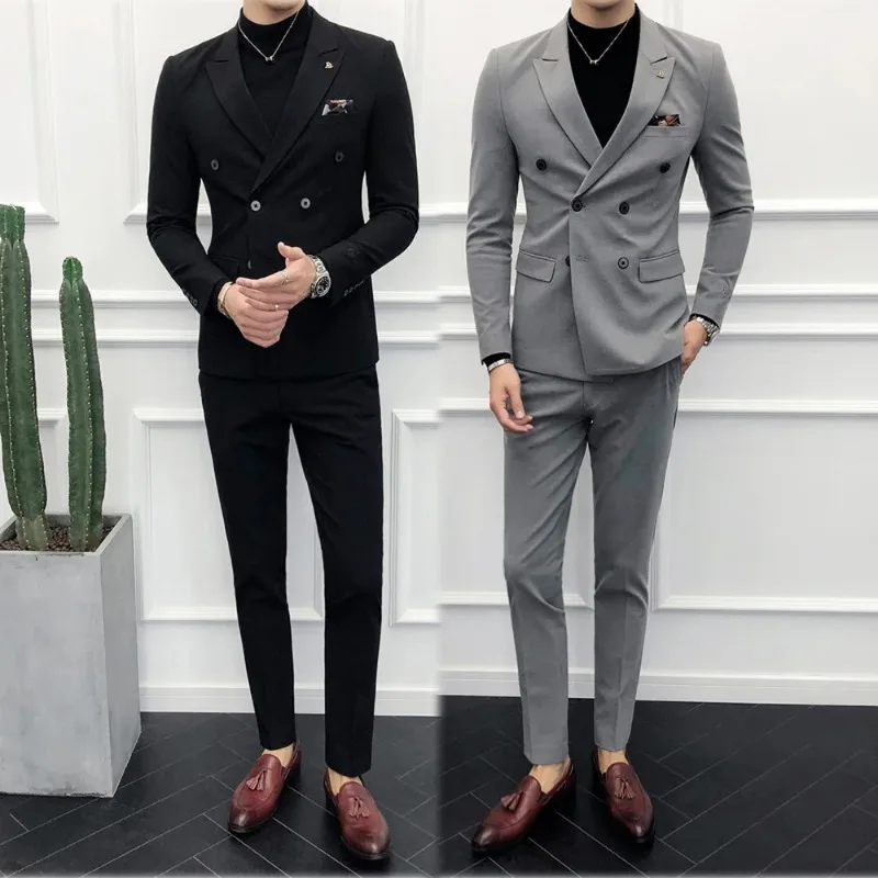 Men's Suit Double Breasted Peaked Lapel Black Beige Grey 2 Pcs (Blazer+pants) Wedding Slim Fit Formal Business 2023
Men's Suit Double Breasted Peaked Lapel Black Beige Grey 2 Pcs (Blazer+pants) Wedding Slim Fit Formal Business 2023