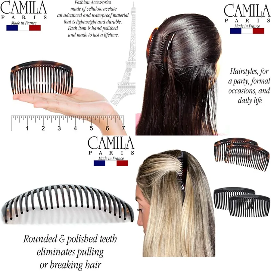 Paris French Side Combs Large 2 Colors Each Curved French Twist Hair Combs Decorative,No Slip Styling Girls Hair Accessories
Paris French Side Combs Large 2 Colors Each Curved French Twist Hair Combs Decorative,No Slip Styling Girls Hair Accessories