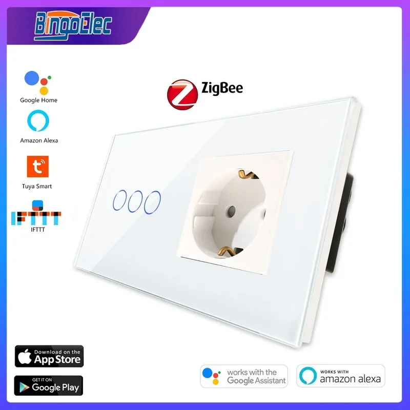 Сенсорные переключатели Bingoelec Zigbee, сенсорный переключатель 1/2/3, стандарт ЕС, обычные розетки с панелью из хрустального стекла, обустройство дома
Сенсорные переключатели Bingoelec Zigbee, сенсорный переключатель 1/2/3, стандарт ЕС, обычные розетки с панелью из хрустального стекла, обустройство дома