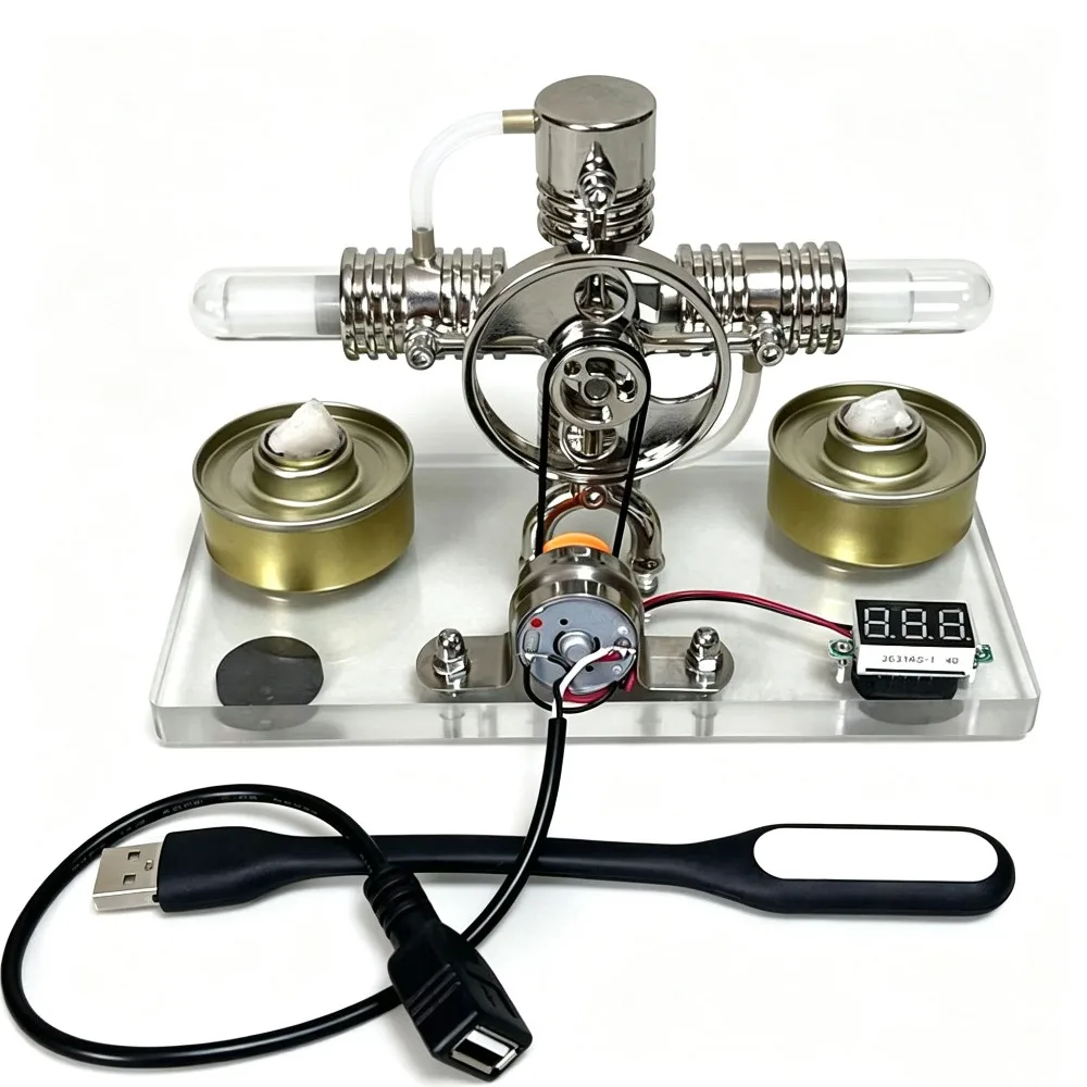Twin-cylinder Stirling Engine Model Physics Science Steam Experiment Teaching External Combustion Mini DIY Engine Model
Twin-cylinder Stirling Engine Model Physics Science Steam Experiment Teaching External Combustion Mini DIY Engine Model