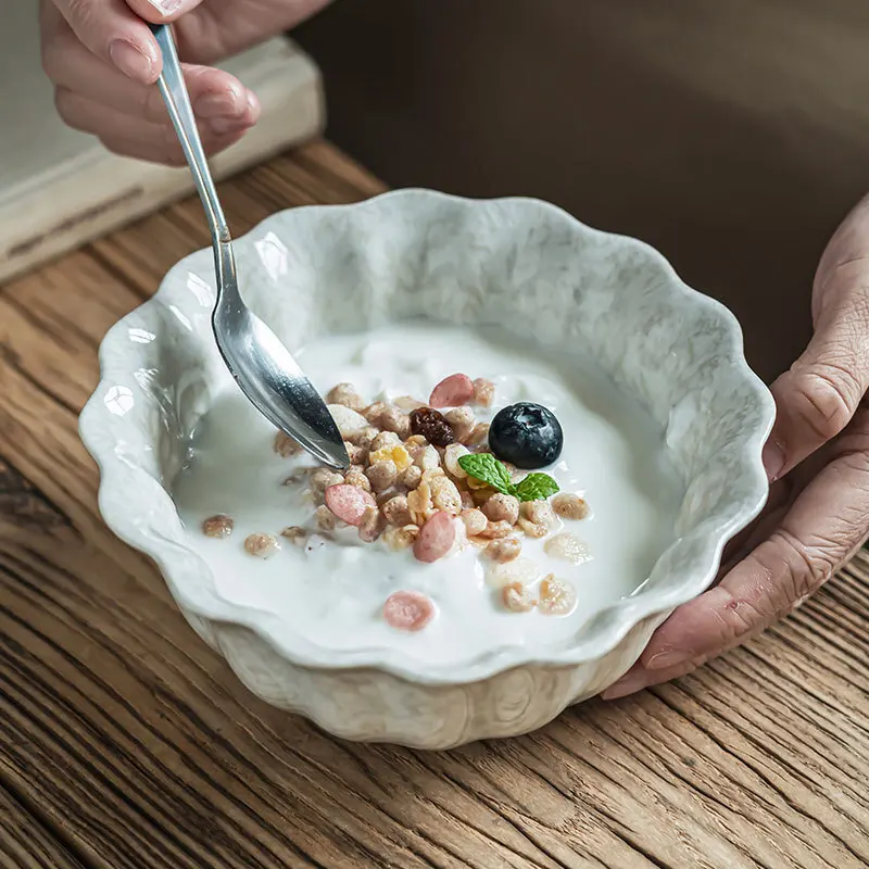 Ceramic Style Rice With High End Feel Simple Lace Shaped Salad Bowl Home Daily Breakfast Yogurt Oat
Ceramic Style Rice With High End Feel Simple Lace Shaped Salad Bowl Home Daily Breakfast Yogurt Oat