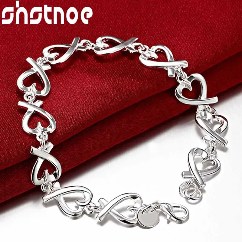 SHSTONE 925 Sterling Silver Heart Chain Bracelet For Women Charm Hand Chain Jewelry Fashion Bracelets Wedding Party Gift
SHSTONE 925 Sterling Silver Heart Chain Bracelet For Women Charm Hand Chain Jewelry Fashion Bracelets Wedding Party Gift