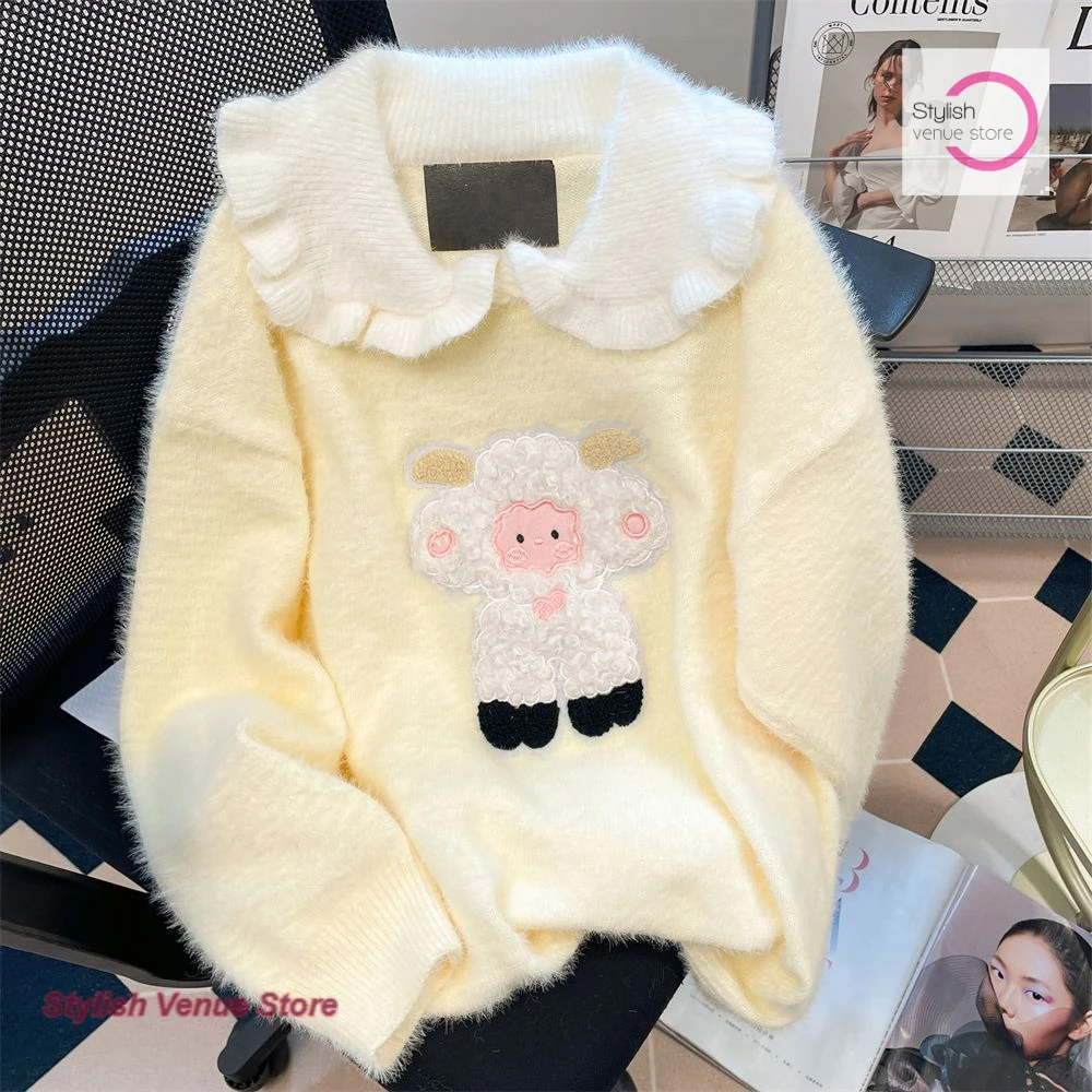 French-style cute and sweet doll collar soft waxy mink-like cashmere sweater women's autumn and winter loose college sweater
French-style cute and sweet doll collar soft waxy mink-like cashmere sweater women's autumn and winter loose college sweater