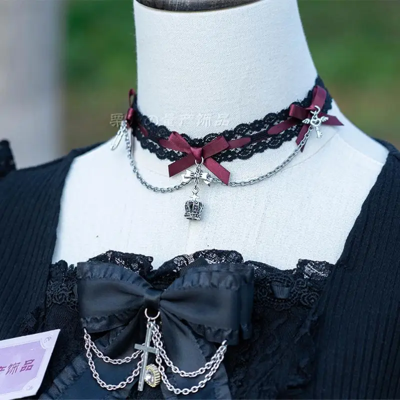 Gothic lace han made Lightweight Luxury Clavicle Chain bow Choker Necklace Anime quadratic element Lolita gate
Gothic lace han made Lightweight Luxury Clavicle Chain bow Choker Necklace Anime quadratic element Lolita gate