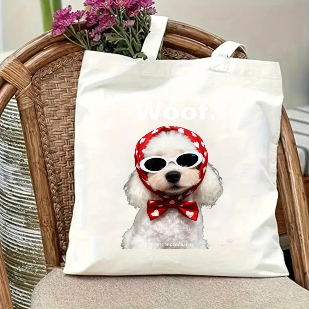 Cute Dog Woof Canvas Bag Tote Bag Shoulder Bag Handbag Pet Lover Gift Versatile Reusable Shopping Bag for Women Girls White
Cute Dog Woof Canvas Bag Tote Bag Shoulder Bag Handbag Pet Lover Gift Versatile Reusable Shopping Bag for Women Girls White