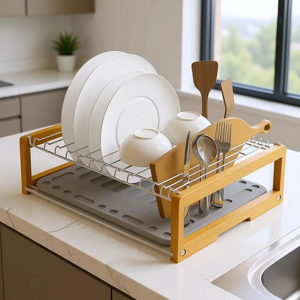 Large Absorbent Diatomaceous Earth Mat with Stainless Steel Rack, Ideal for Dish Drying and Kitchen Counter Organization
Large Absorbent Diatomaceous Earth Mat with Stainless Steel Rack, Ideal for Dish Drying and Kitchen Counter Organization