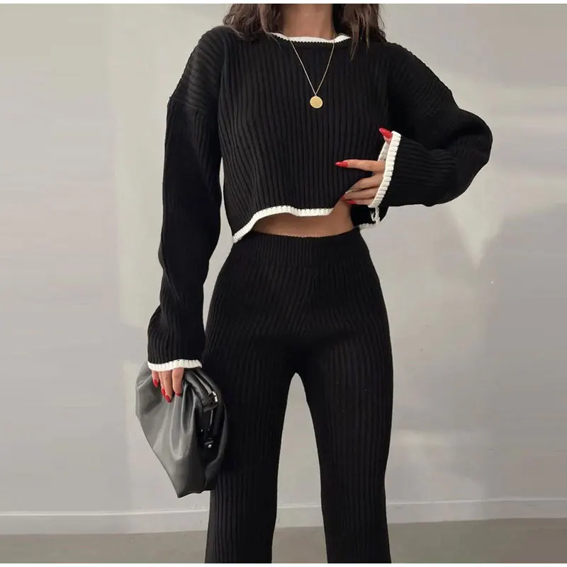Fashion Knitted Woman Set Autumn Long Sleeve Skinny Tops and Split Wide Leg Pants Suit 2023 Tracksuits 2 Piece Set Outfits
Fashion Knitted Woman Set Autumn Long Sleeve Skinny Tops and Split Wide Leg Pants Suit 2023 Tracksuits 2 Piece Set Outfits