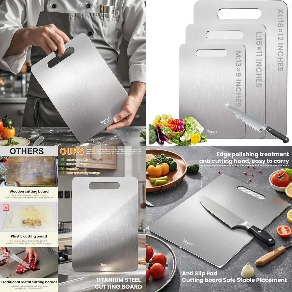 Triple-Size Titanium Cutting Board Set: Pure, Easy-Clean, Versatile Boards for Meat, Fruit, and Veggie Prep
Triple-Size Titanium Cutting Board Set: Pure, Easy-Clean, Versatile Boards for Meat, Fruit, and Veggie Prep