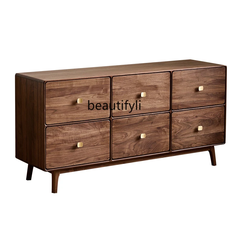 Black Walnut Wooden Drawer Cabinet Nordic Living Room Wall Locker Storage Cabinet Solid Wood Chest of Drawers
Black Walnut Wooden Drawer Cabinet Nordic Living Room Wall Locker Storage Cabinet Solid Wood Chest of Drawers