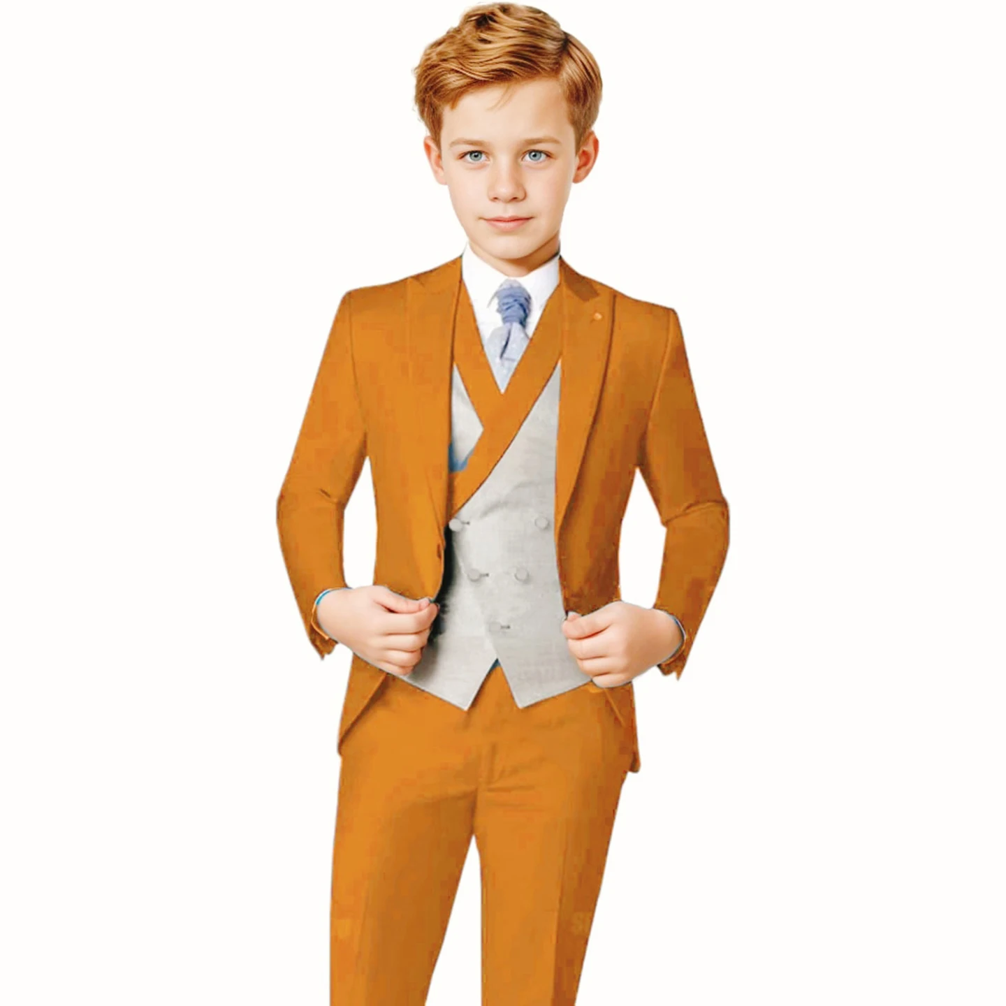 Boys' Two-Tone (Orange & Gray) Formal Suit Set Notch Lapel Blazer Long-Sleeved Suit Set Formal and Fashionable Suit Set
Boys' Two-Tone (Orange & Gray) Formal Suit Set Notch Lapel Blazer Long-Sleeved Suit Set Formal and Fashionable Suit Set