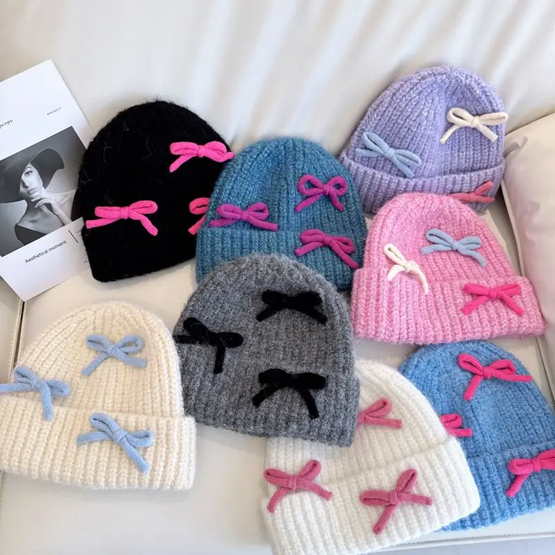 Милая вязаная шапка с бантом для девочек на осень и зиму, милые толстые и теплые шапочки и шапочки, женские модные аксессуары
Милая вязаная шапка с бантом для девочек на осень и зиму, милые толстые и теплые шапочки и шапочки, женские модные аксессуары