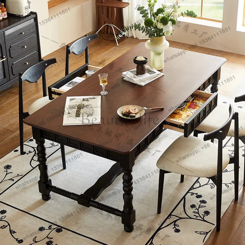 French light luxury solid wood dining table antique two-color living room combination dining table
French light luxury solid wood dining table antique two-color living room combination dining table