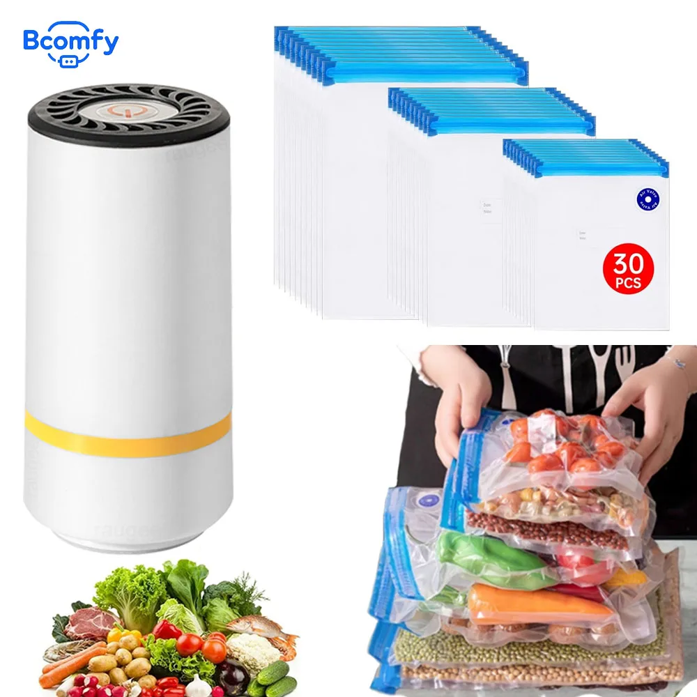 Electric Vacuum Sealer Pump for Food Fresh-Keeping Mini Handheld Rechargeable Electric Air Pump with Reusable Vacuum Sealer Bags
Electric Vacuum Sealer Pump for Food Fresh-Keeping Mini Handheld Rechargeable Electric Air Pump with Reusable Vacuum Sealer Bags