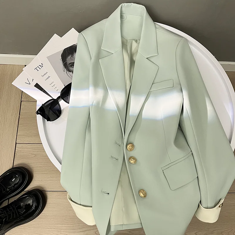 Summer New Lake Green High-End Feeling Women's Blazer Jacket Korean Version Street-Chic Design Sense Loose Slimming Western Suit
Summer New Lake Green High-End Feeling Women's Blazer Jacket Korean Version Street-Chic Design Sense Loose Slimming Western Suit