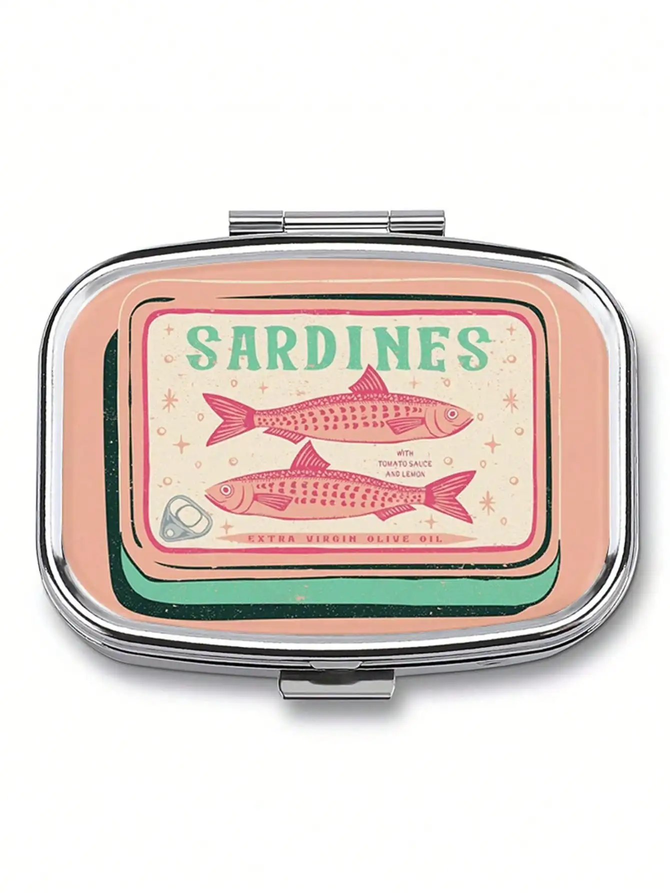 1pc Vintage Small Dragon Fish Pill Box Storage Box - 2 Compartment Metal Storage Box, Pink And Green Retro Design,
1pc Vintage Small Dragon Fish Pill Box Storage Box - 2 Compartment Metal Storage Box, Pink And Green Retro Design,