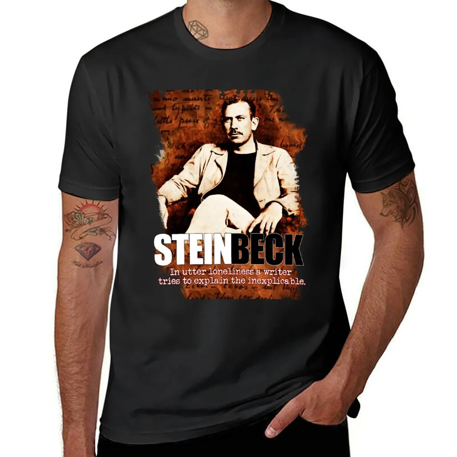John Steinbeck T-Shirt plus size tops graphics plain black t shirts for men
John Steinbeck T-Shirt plus size tops graphics plain black t shirts for men