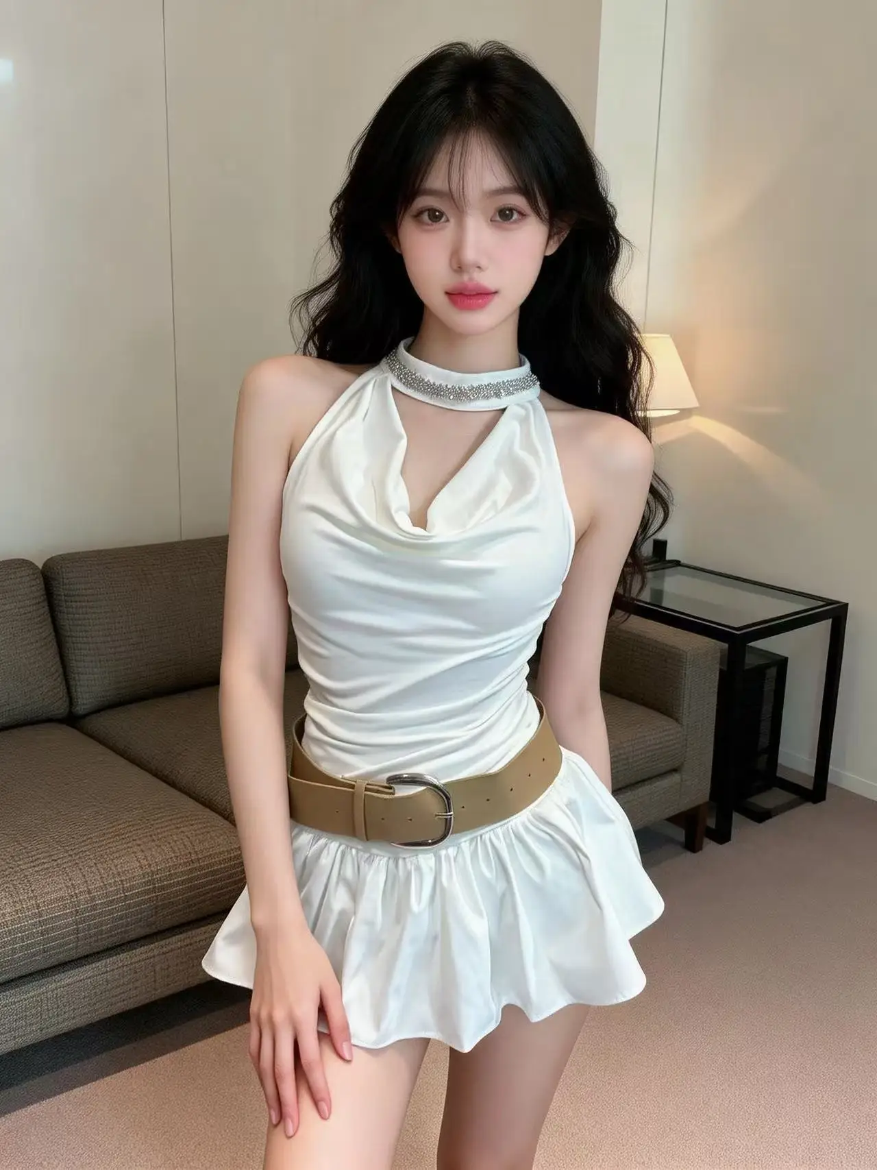 Design Sense Irregular Hot Girl No Sleeve Diamond Embellished Vest Top High Waist Skirt with Belt Two Piece Set Casual S...
Design Sense Irregular Hot Girl No Sleeve Diamond Embellished Vest Top High Waist Skirt with Belt Two Piece Set Casual S...