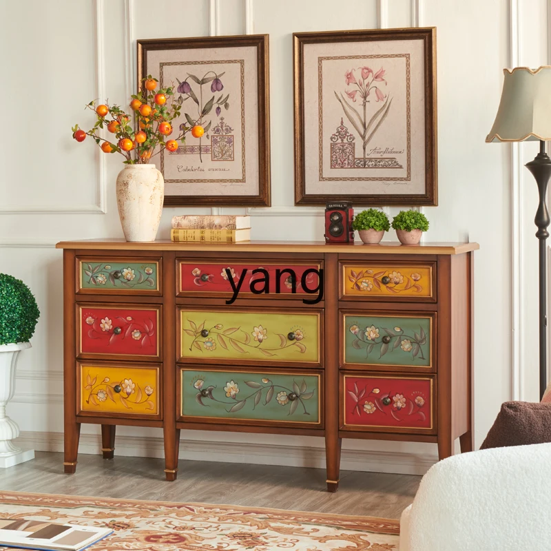 LMM American solid wood nine-chest cabinet, fully equipped living room storage foyer painted retro decorative cabinet
LMM American solid wood nine-chest cabinet, fully equipped living room storage foyer painted retro decorative cabinet