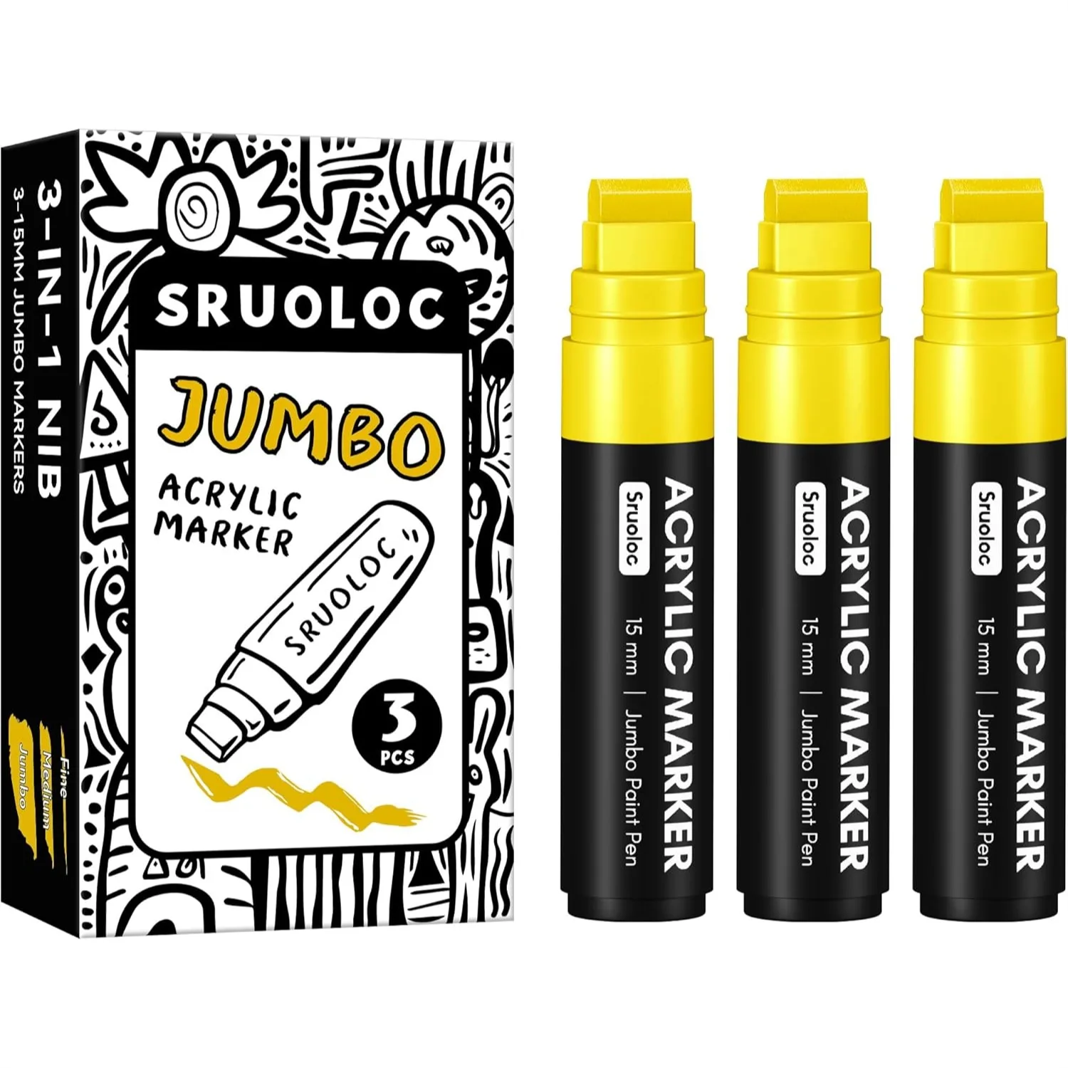3 Jumbo Permanent Markers Yellow 15mm Thick Wide Tip Acrylic Paint Markers For Rock Painting Poster Graffiti Stone Ceramic Glass Wood Canvas
3 Jumbo Permanent Markers Yellow 15mm Thick Wide Tip Acrylic Paint Markers For Rock Painting Poster Graffiti Stone Ceramic Glass Wood Canvas