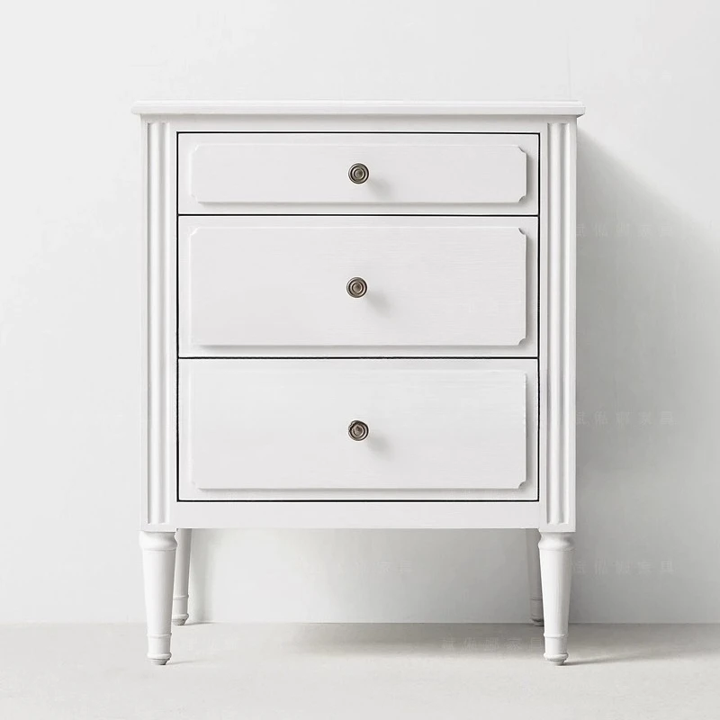 Simple solid wood bedside table/three-layer locker/French white bedside cabinet
Simple solid wood bedside table/three-layer locker/French white bedside cabinet
