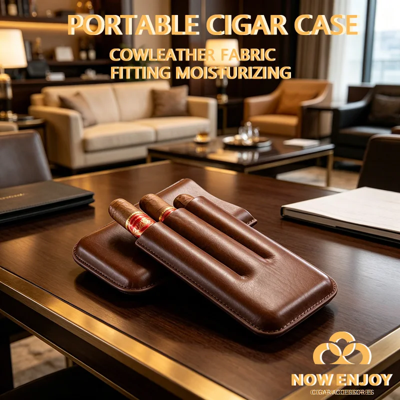 NOW ENJOY Cowleather Travel Cigar Case Cigar Humidor Luxury Portable Moisturizing Box Smoking Accessories Gift for Men
NOW ENJOY Cowleather Travel Cigar Case Cigar Humidor Luxury Portable Moisturizing Box Smoking Accessories Gift for Men