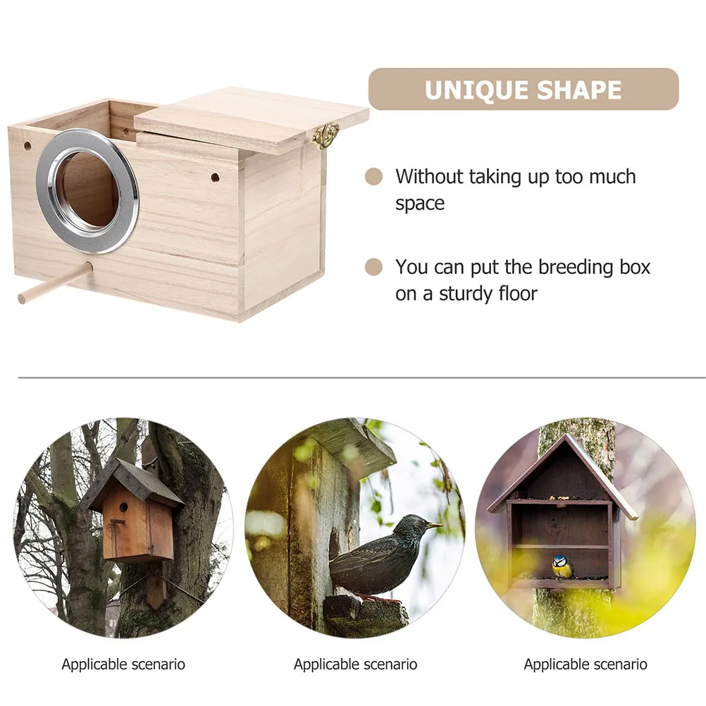 Wood Bird House Nesting Box For Small Parrots Hanging Outdoor Windproof Wood Nest Cockatiel House Garden Home Birds Supplies 
Wood Bird House Nesting Box For Small Parrots Hanging Outdoor Windproof Wood Nest Cockatiel House Garden Home Birds Supplies