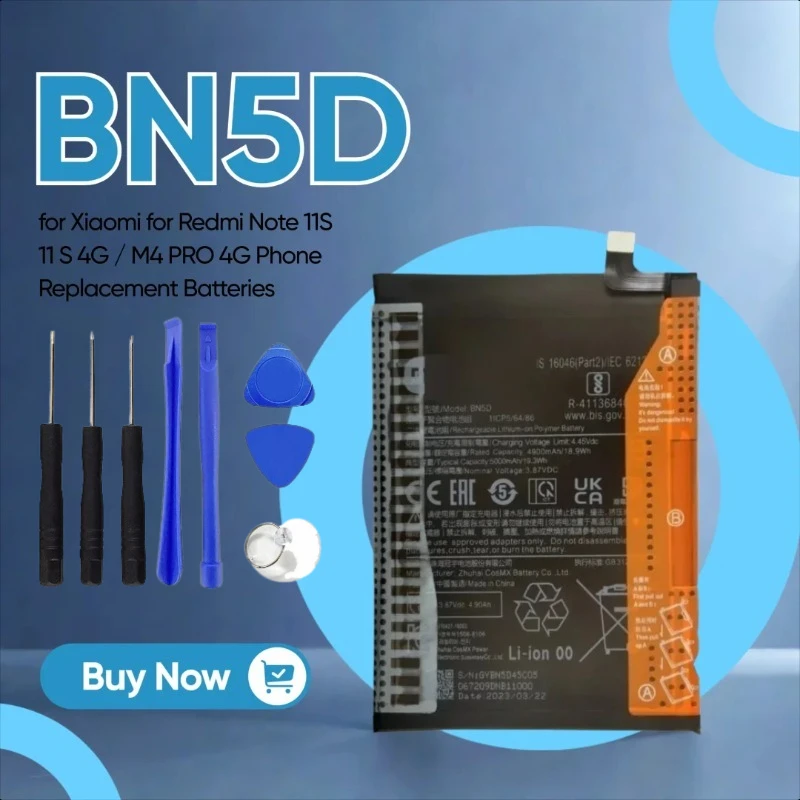 5000mAh BN5D Battery for Xiaomi for Redmi Note 11S 11 S 4G / M4 PRO 4G Phone Replacement Batteries
5000mAh BN5D Battery for Xiaomi for Redmi Note 11S 11 S 4G / M4 PRO 4G Phone Replacement Batteries