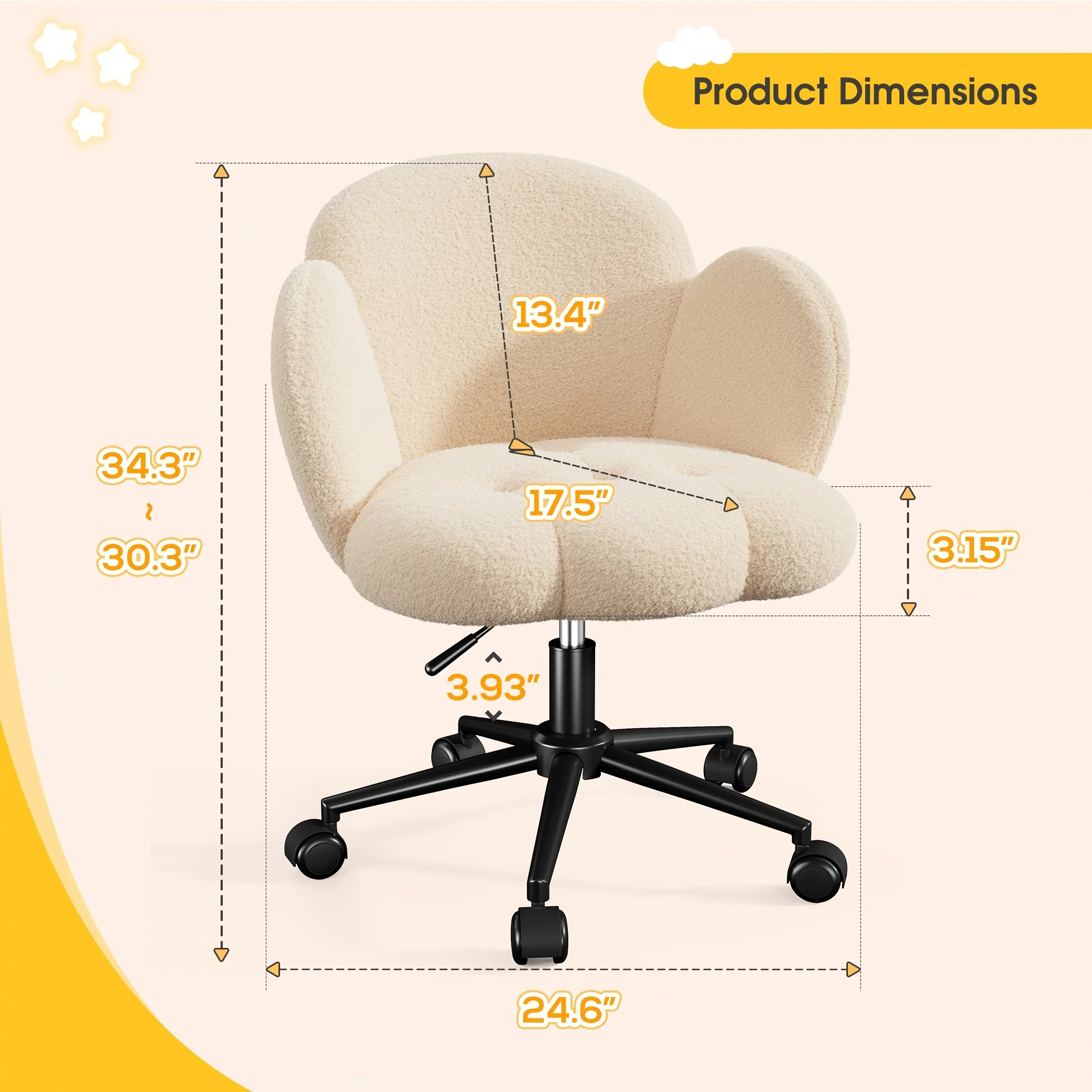 Office Chair With Wheels, Adjustable Height Leisure Makeup Chair, Vanity Chair For Bedroom, Computer Task Chairs For Study, Makeup & Relaxation Pink/black/beige/light Beige/gray
Office Chair With Wheels, Adjustable Height Leisure Makeup Chair, Vanity Chair For Bedroom, Computer Task Chairs For Study, Makeup & Relaxation Pink/black/beige/light Beige/gray