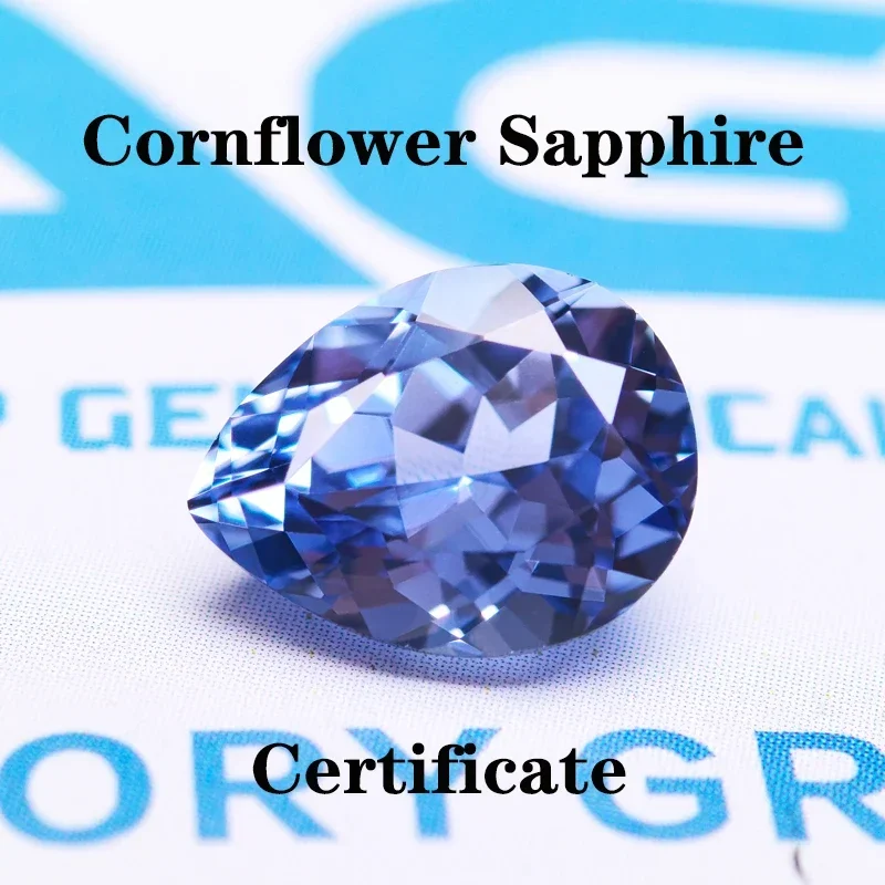 Lab Grown Sapphire Cornflower Pear Shape Charm Gemstone Advanced Jewelry Rings Earrings Making with AGL Certificate
Lab Grown Sapphire Cornflower Pear Shape Charm Gemstone Advanced Jewelry Rings Earrings Making with AGL Certificate