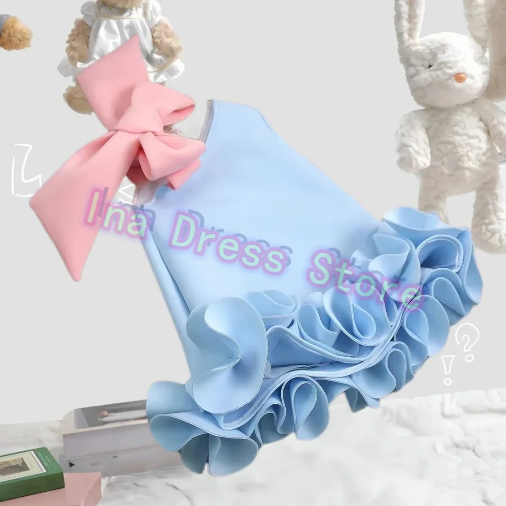 Lovely Blue With Pink Bow Flower Girl Dress Fluffy for Little Girls Wedding Ball Dresses Kids Birthday Party Evening Gowns
Lovely Blue With Pink Bow Flower Girl Dress Fluffy for Little Girls Wedding Ball Dresses Kids Birthday Party Evening Gowns