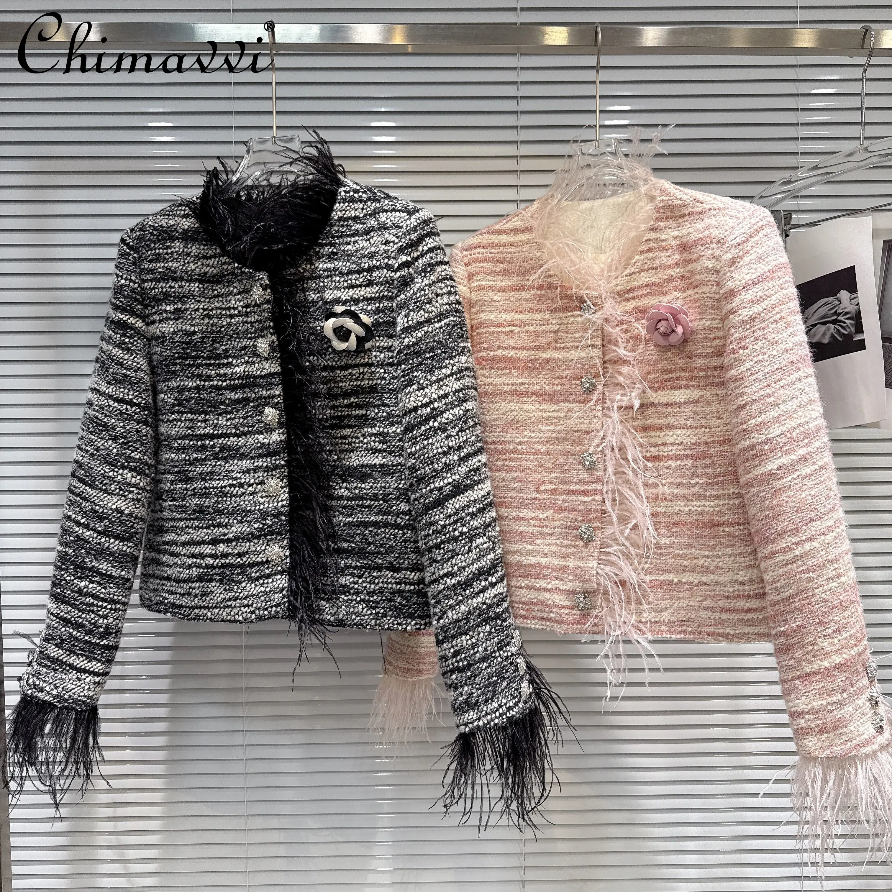 French Elegant Temperament Socialite Tweed Down Coat Feather Splicing Single-Breasted Long Sleeve Warm Short Jacket Women Winter
French Elegant Temperament Socialite Tweed Down Coat Feather Splicing Single-Breasted Long Sleeve Warm Short Jacket Women Winter